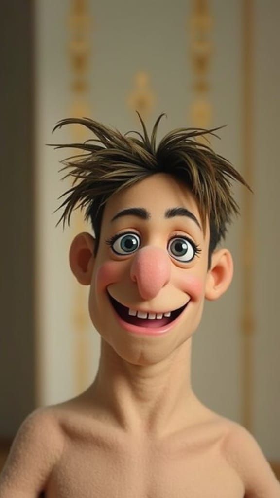 Muppet Character with Whimsical Face in Warm Golden Lighting