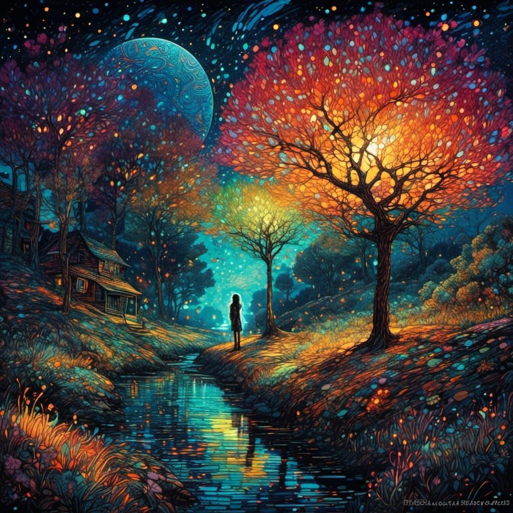 <lora:Inked:1.0> <lora:Neurographic Ink:1.0> Brushed Spectrum Cosmic surreal dreams Serenade, holographic pixelscape lig...