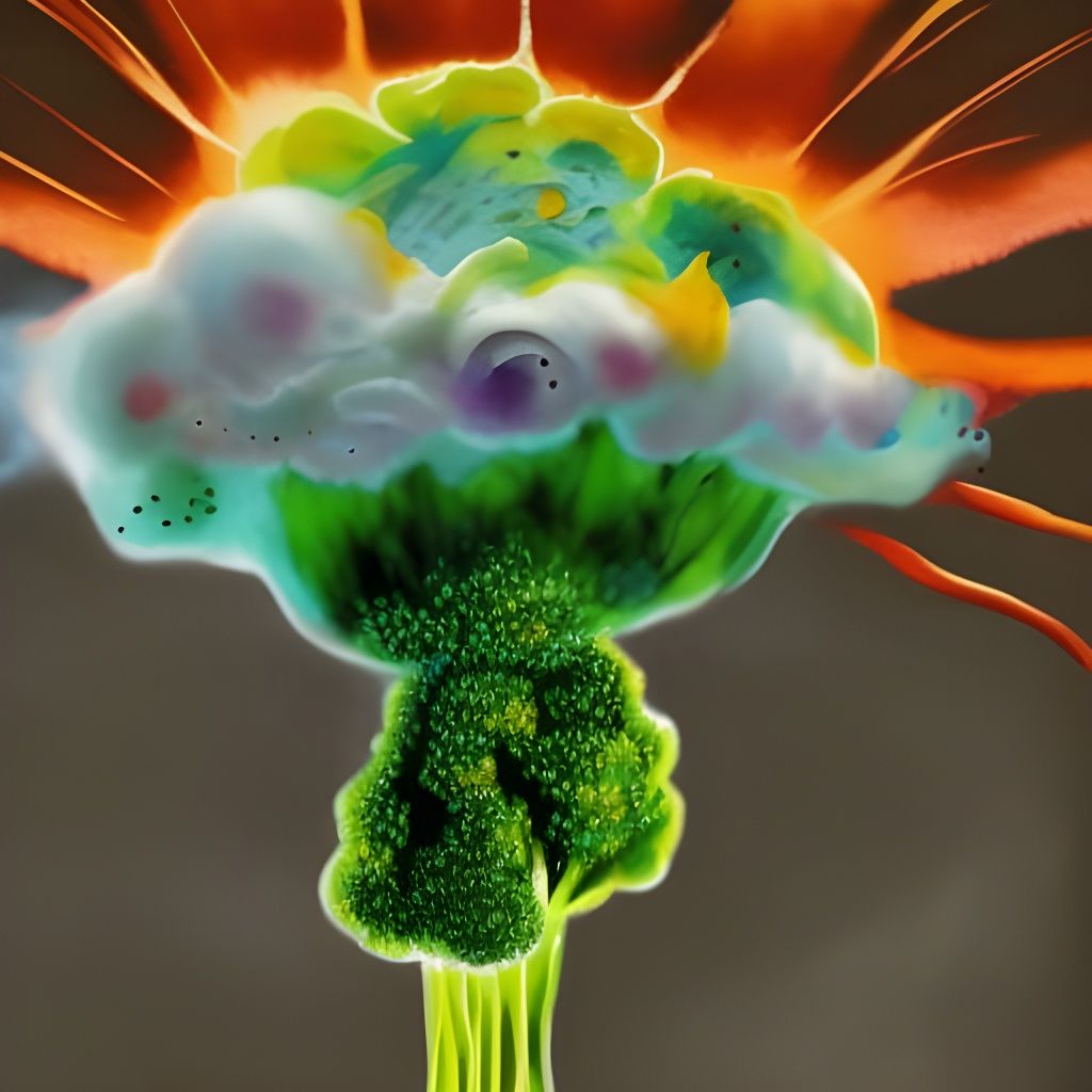 Strawberry Nuclear Explosion in Watercolor Art