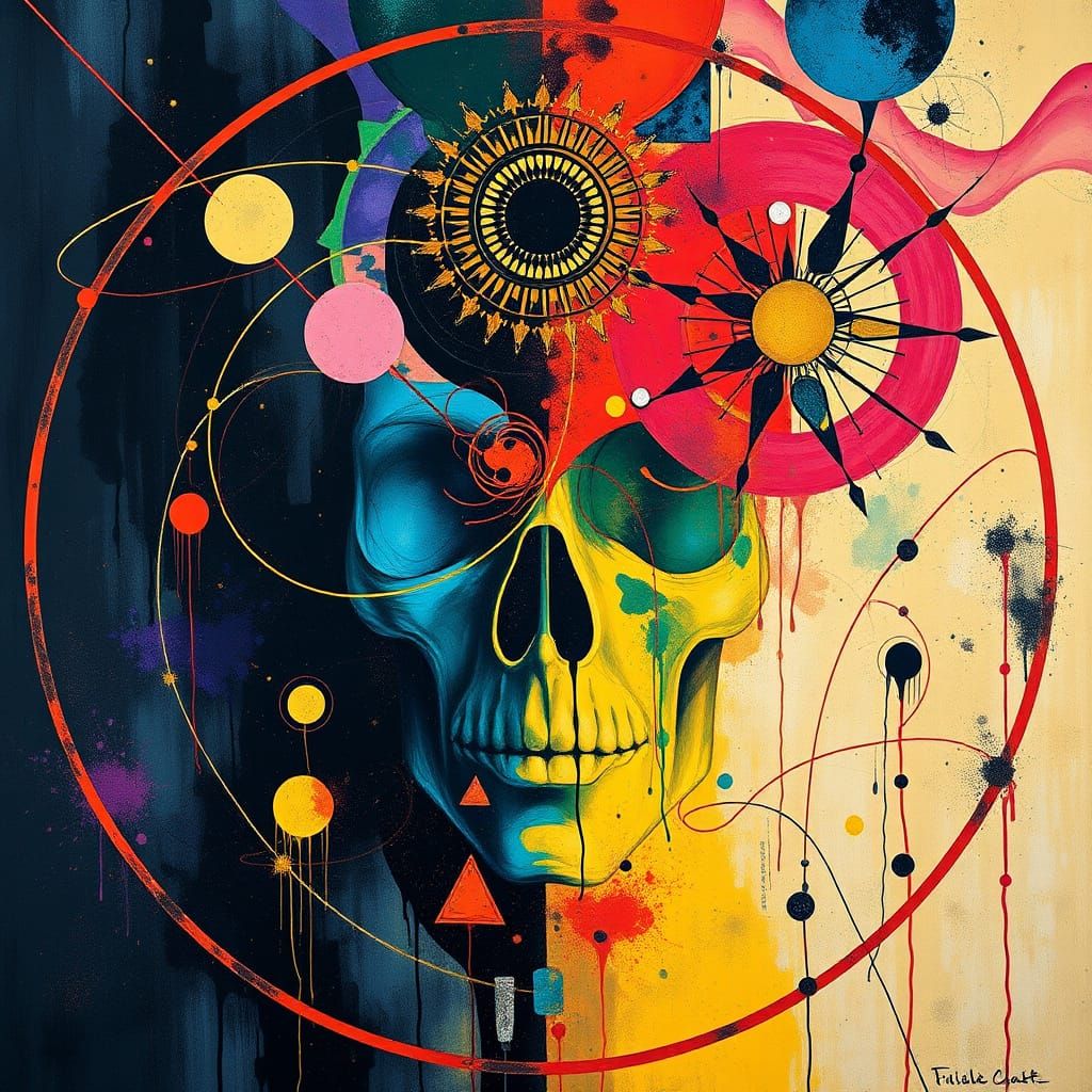 Surreal Occult Masterpiece in Vibrant Abstract Colors