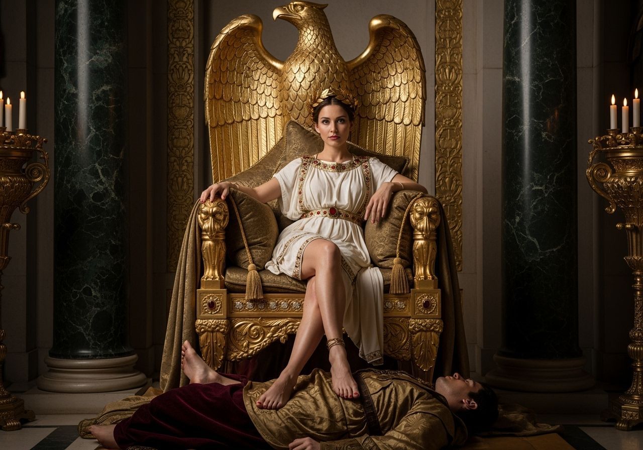 Roman Empress on Jeweled Golden Eagle Throne