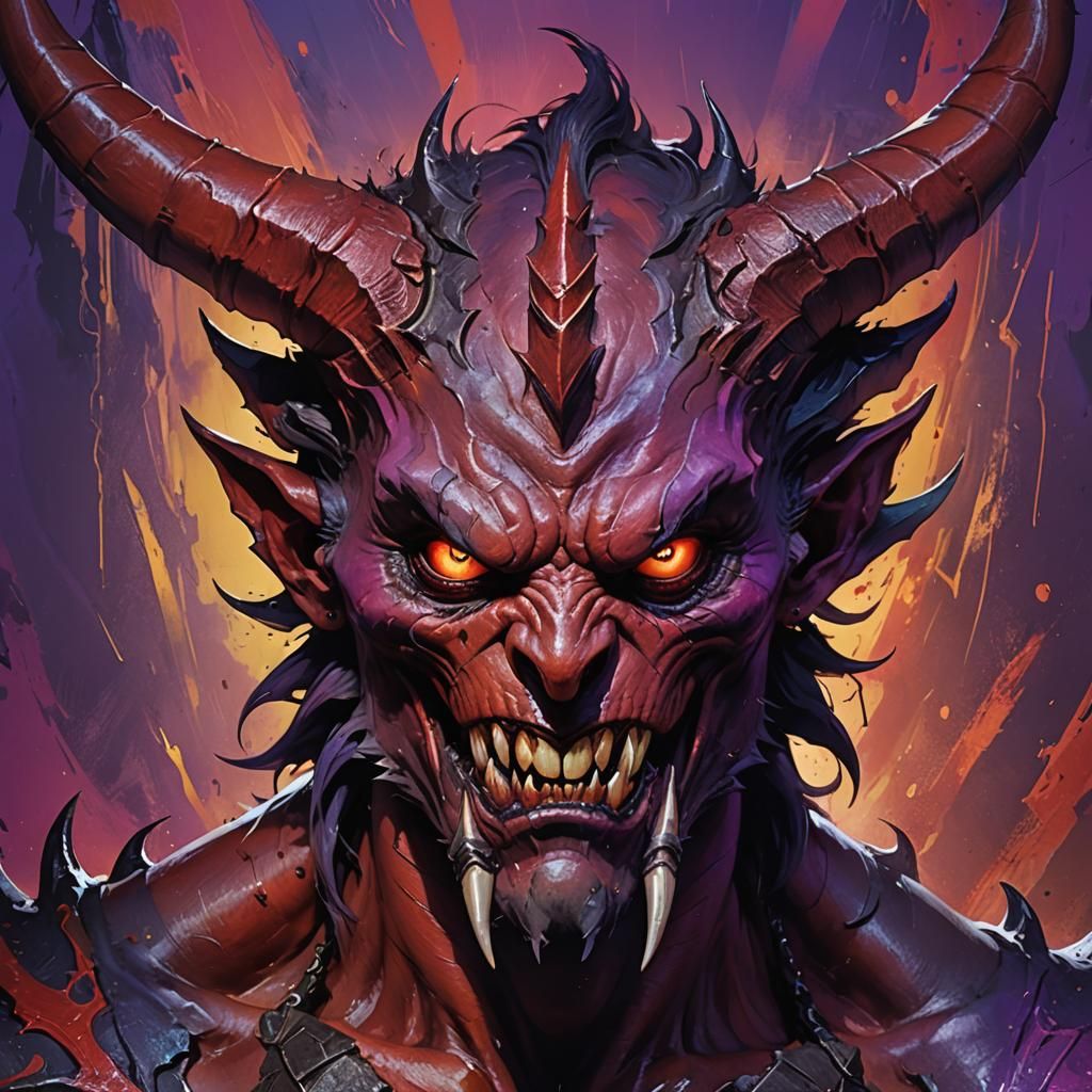 Hyperrealistic Demon Portrait in Rich Color Depth