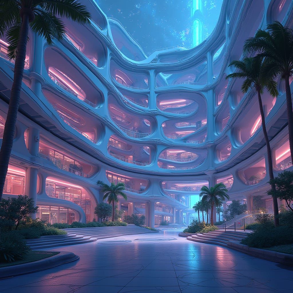 Futuristic Faculty Building in Anime-Inspired High-Tech Styl...
