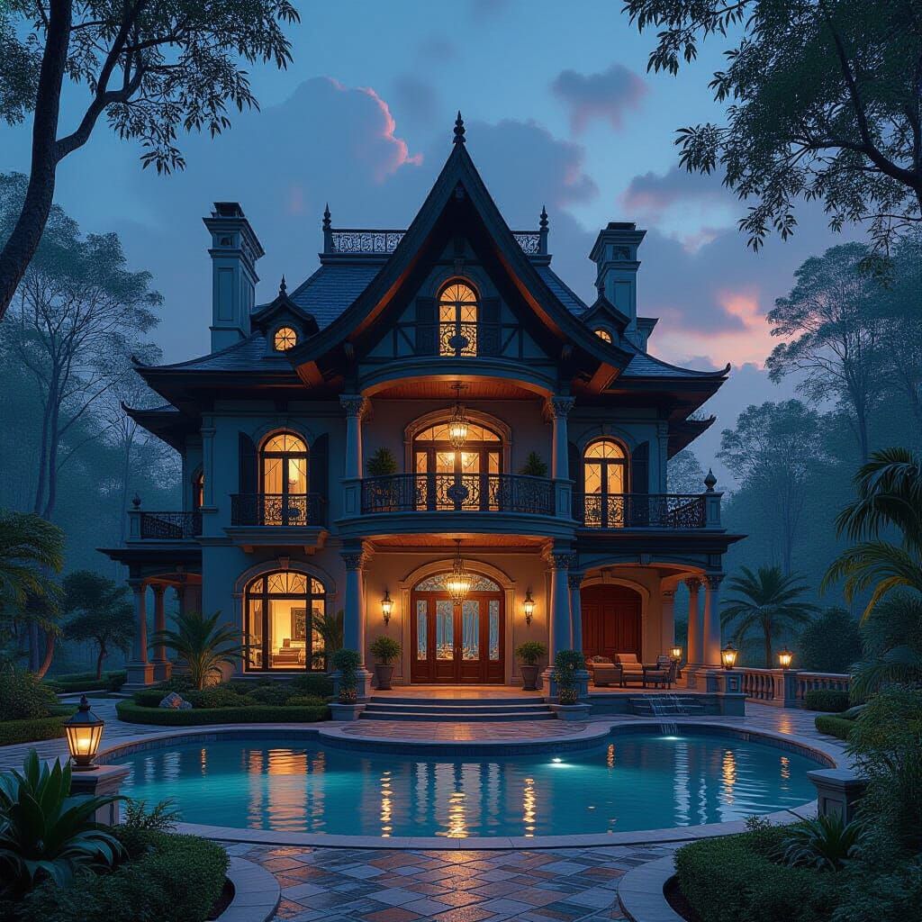Extremely Expensive Home as Fantasy Concept Art