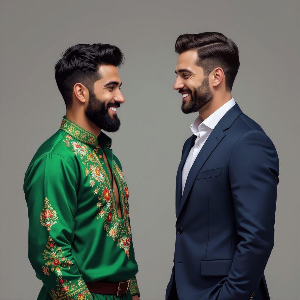 Cordial Encounter in a Stylized Digital Art