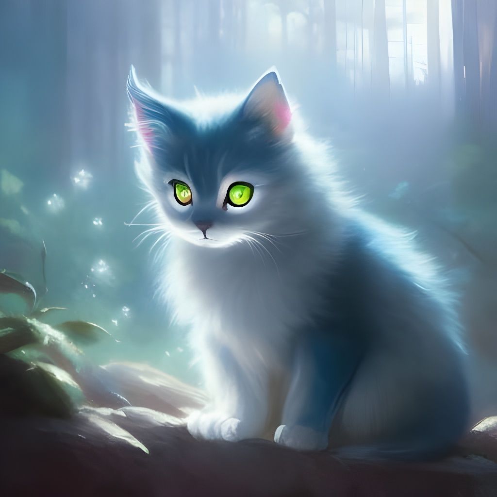 Adorable Chibi Ghost Cat in Studio Ghibli Style