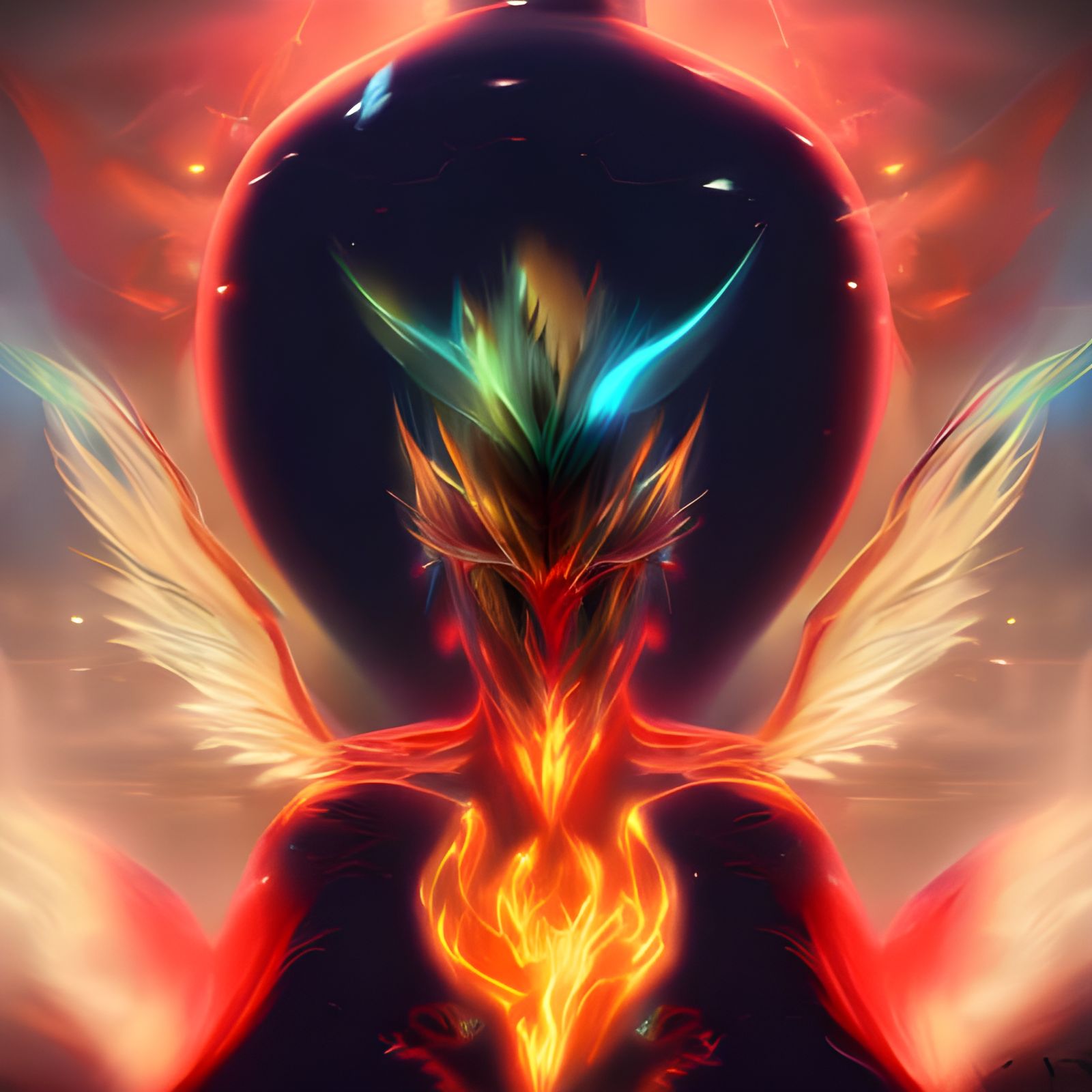 Phoenix Rising: Hyperrealistic Portrait in Fiery Splendor