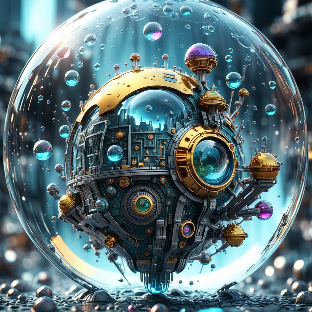 Futuristic City Inside Water Droplet