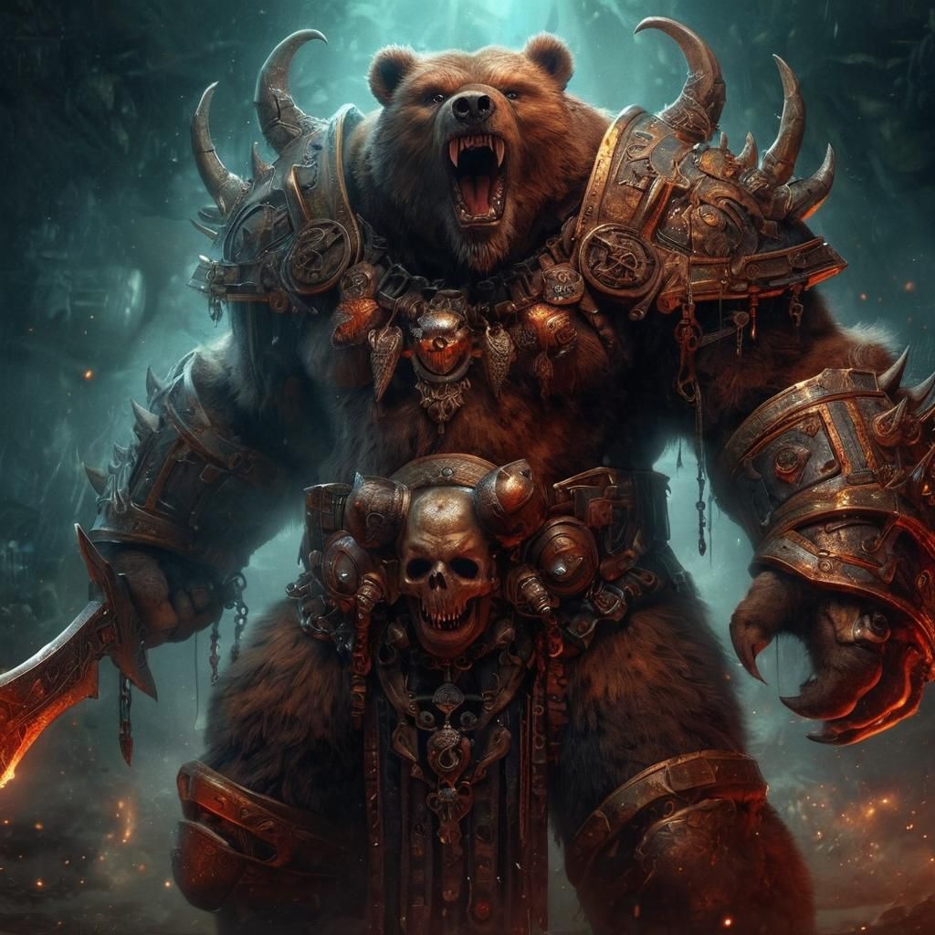 Demonic Cyborg Bear Titan in Volcanic Hyperspace