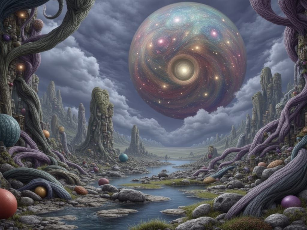 Giant Whispers in Surreal Dreamscape, Photosurrealism Style