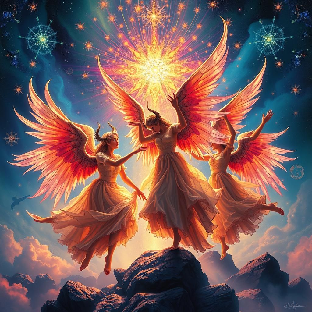 Diabolic Angels Dancing in Psychedelic Dreamscape