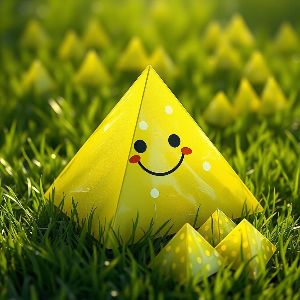 Polka Dot Pyramid Vomiting Smaller Pyramids in CGI Diorama