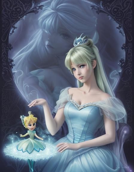 Cinderella and Tinkerbell in Dark Anime Style