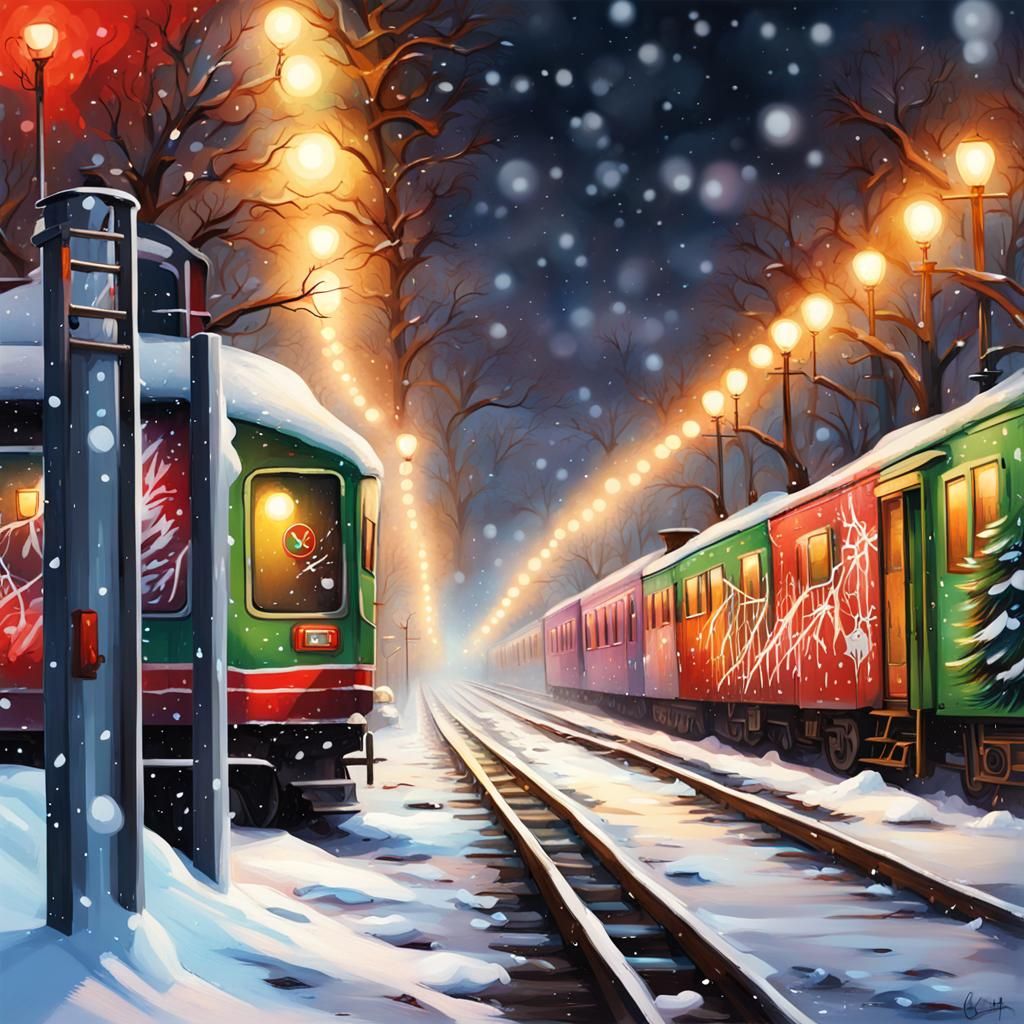 Christmas Train Station Graffiti Art in Street Style