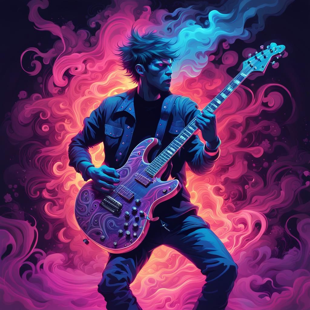 Punk rock guy wrapped in smoke