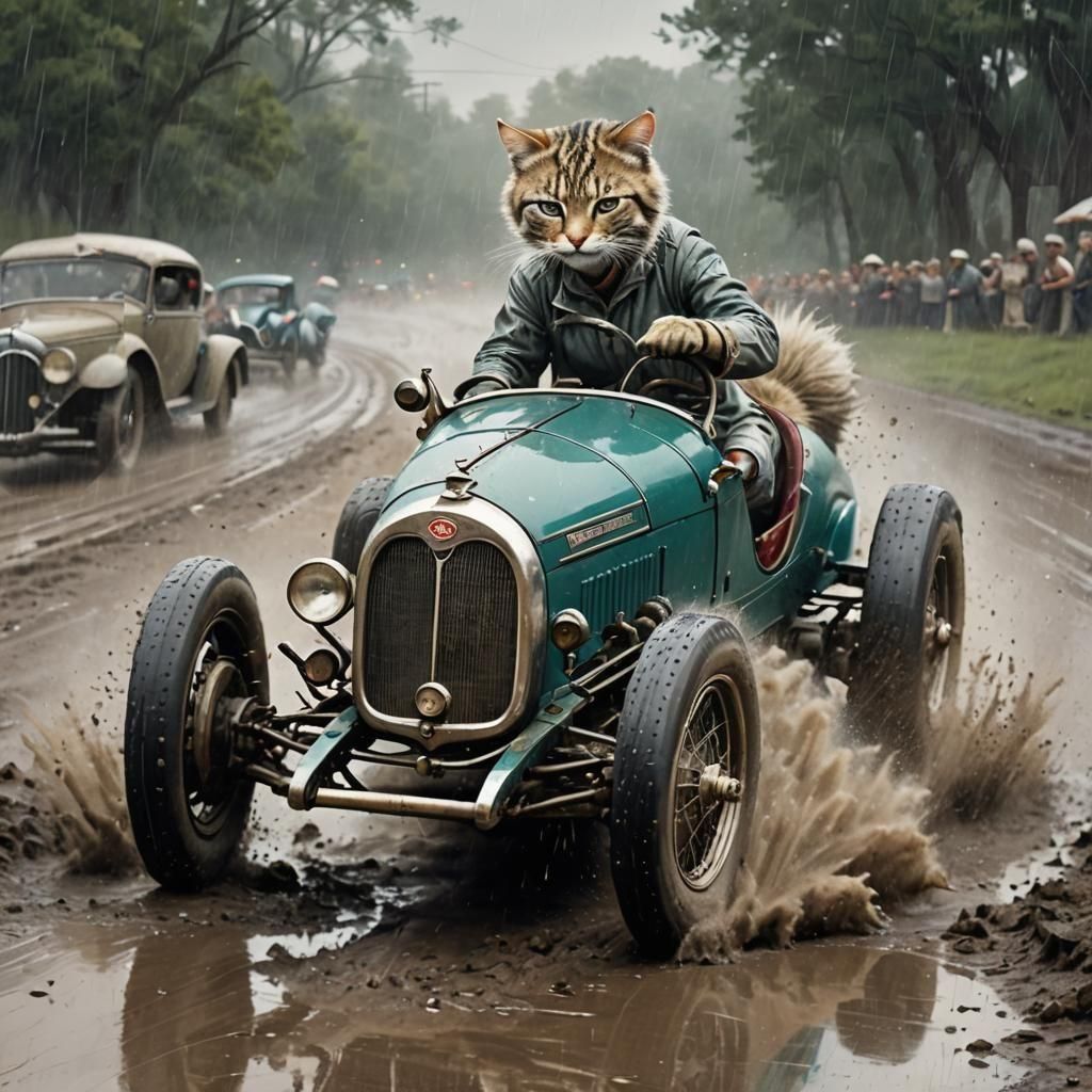 Felinoid Racer in 1930s Mud Race