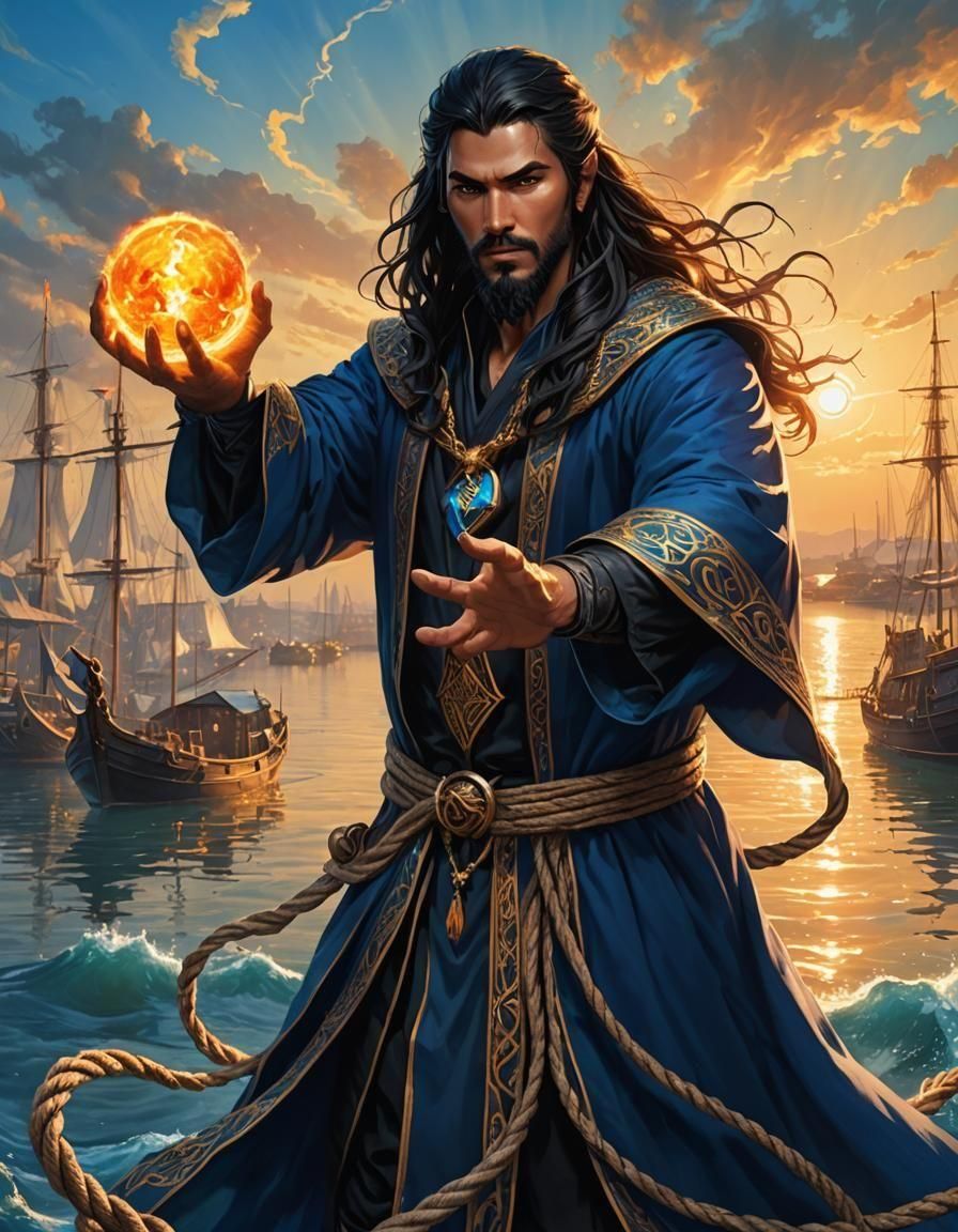 Mage with fireball in Hand