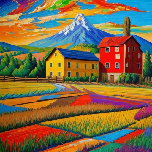 Expressionist Landscape in Impasto Acrylic Painting