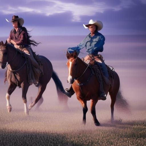 Cowboy and Cowgirl Horse Race: Digital Matte Painting