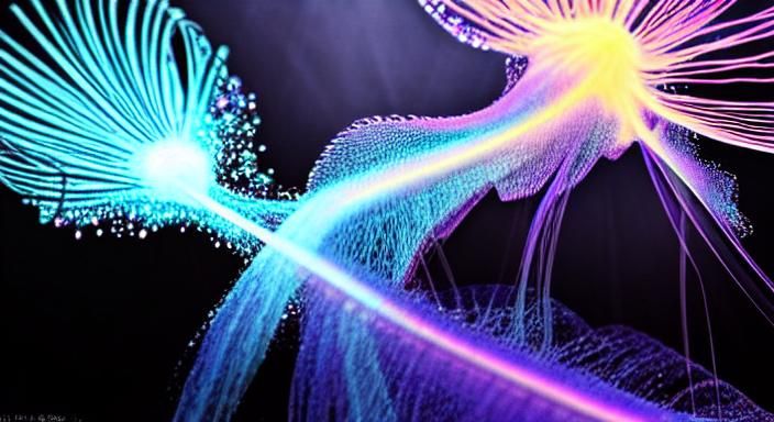 Iridescent Jellyfish in Flow of Time, Futuristic Style