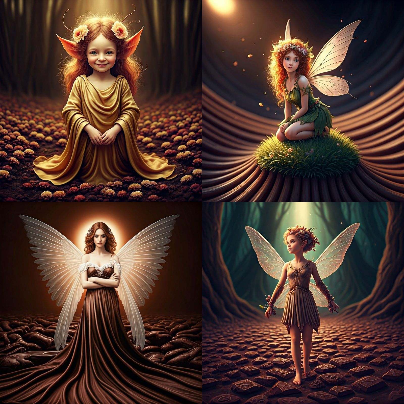 Fairy in Chocolate Field with Brown and Red Hues