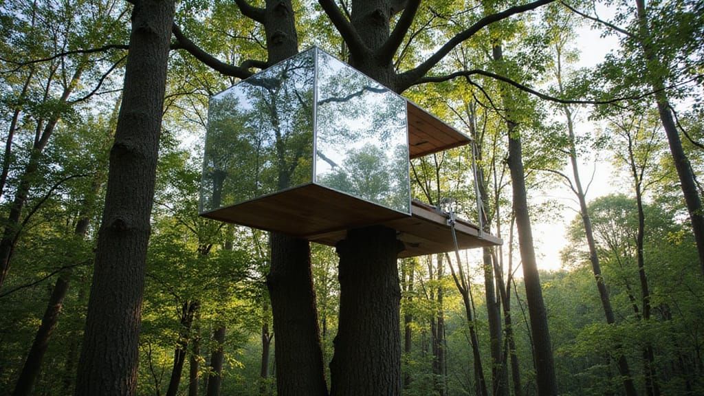 Ethereal Treehouse Retreat Blends into Forest