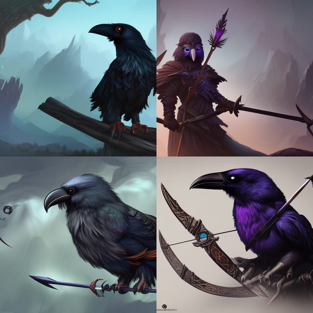 Kenku Archer Hero: Raven Crow with Bow