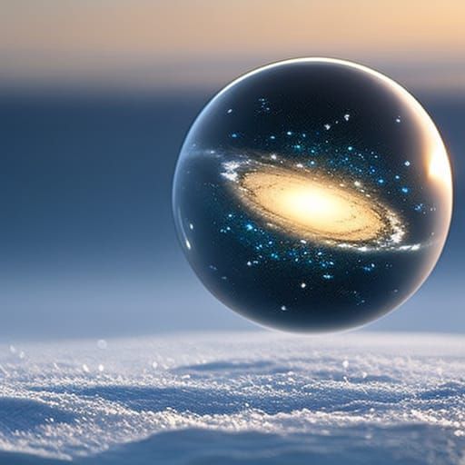 Universe in Glass Sphere: AI Generated Image