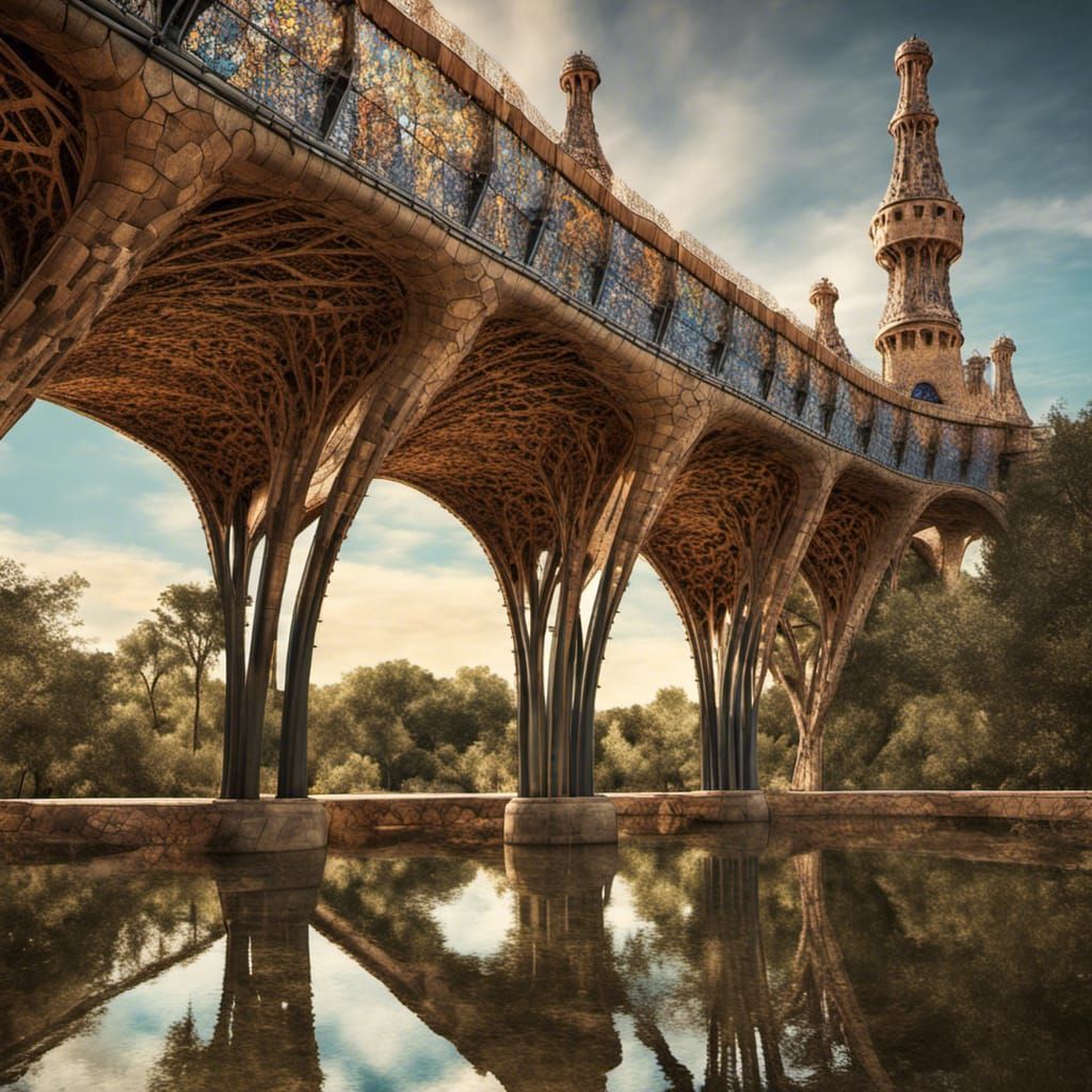 Gaudi-Inspired Bridge over the River of Time