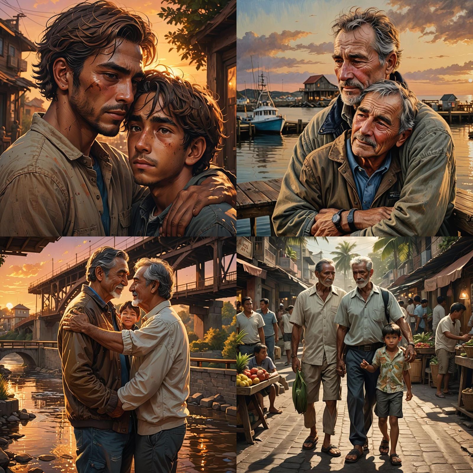 Emotional Reunion: Father and Son Embrace