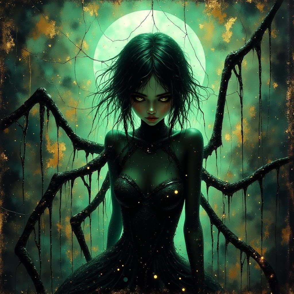 Dark Fantasy Fairy in Ancient Oil Painting Style