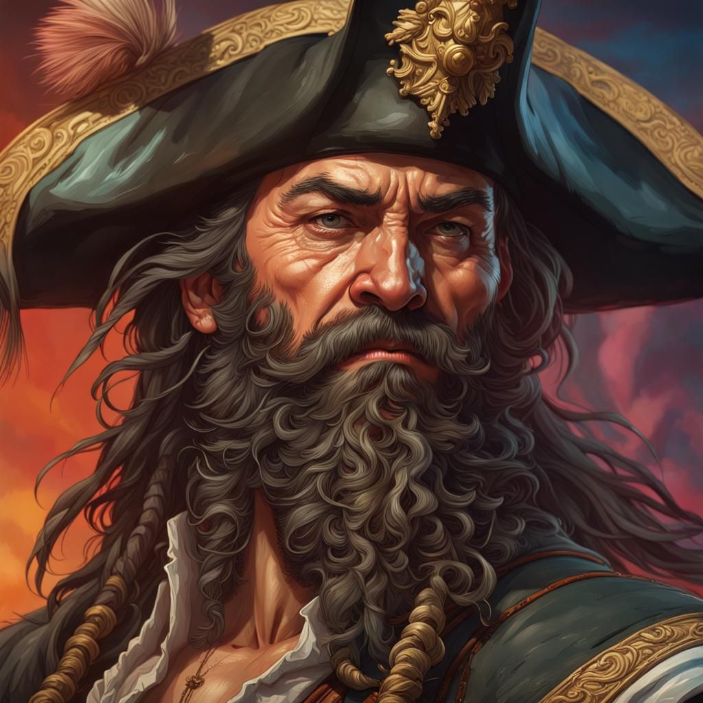 Terrifying Hyperrealistic Portrait of Blackbeard