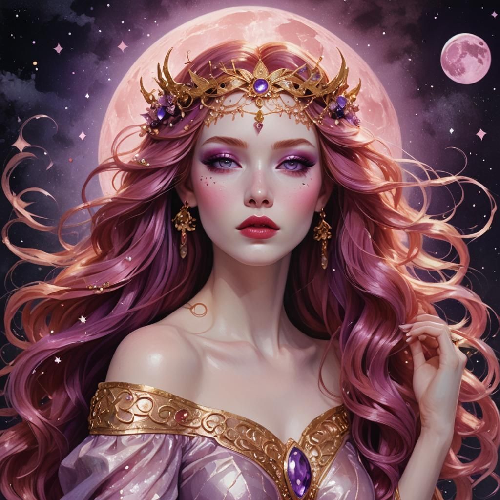 Gemstone Goddess in Pink and Gold Light