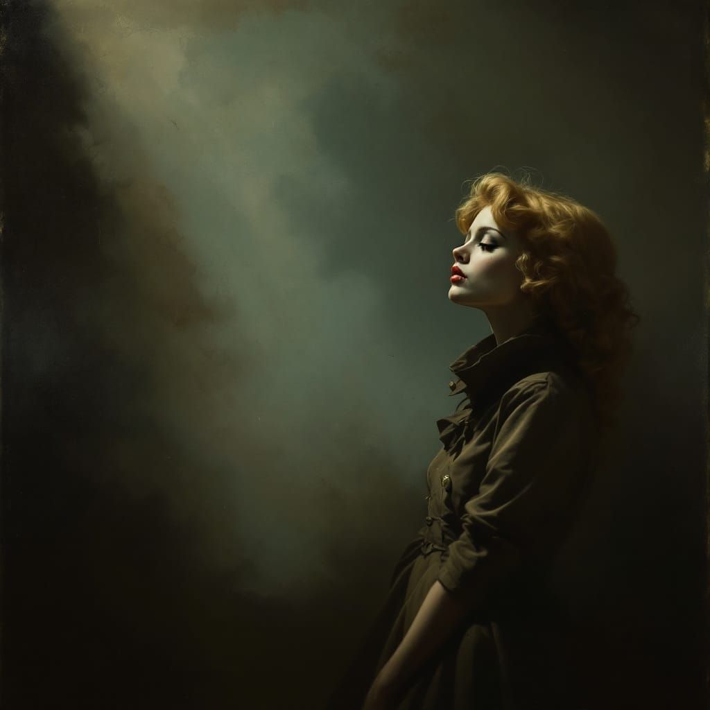 Melancholy Pin-Up Portrait in Chiaroscuro Style