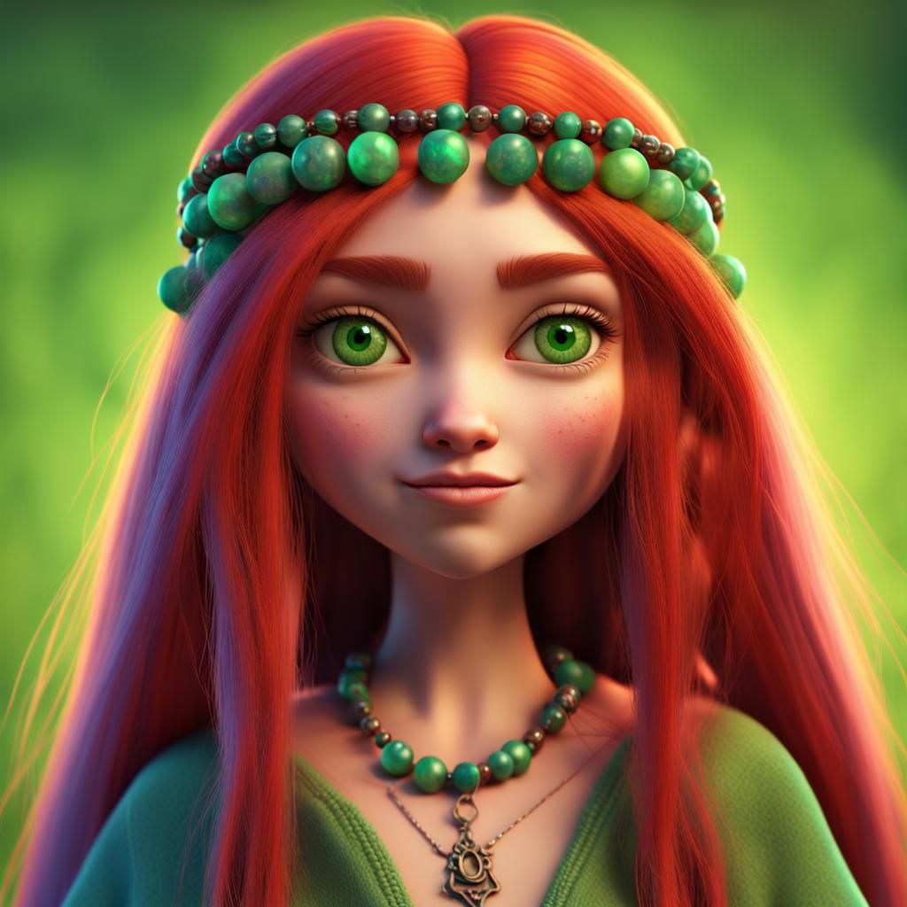 Cute Vampire Hippie Girl in 3D Digital Art