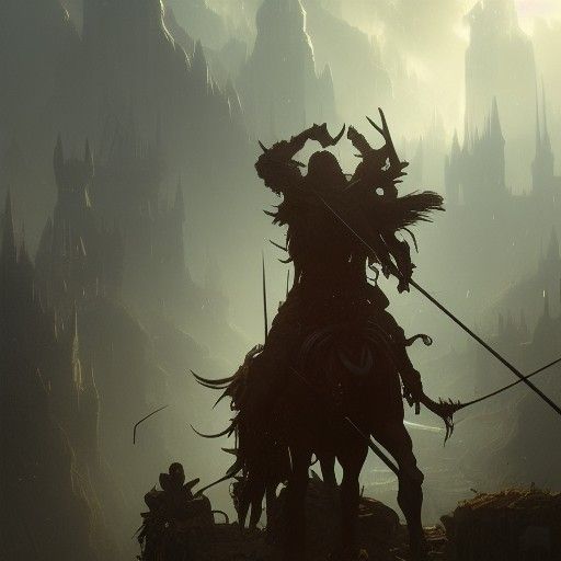 Dark Fantasy Masterpiece in Purple and Yellow