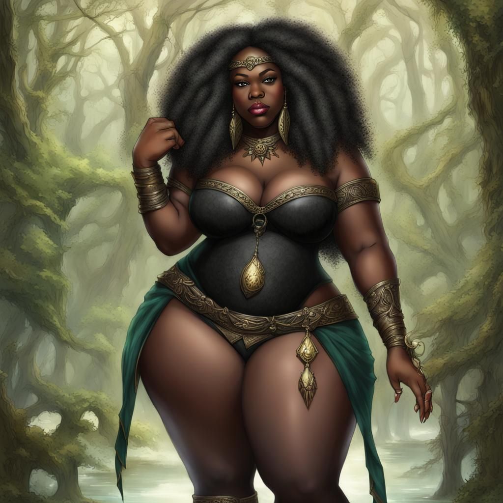 Fantasy Black Elf Woman, AI Generated