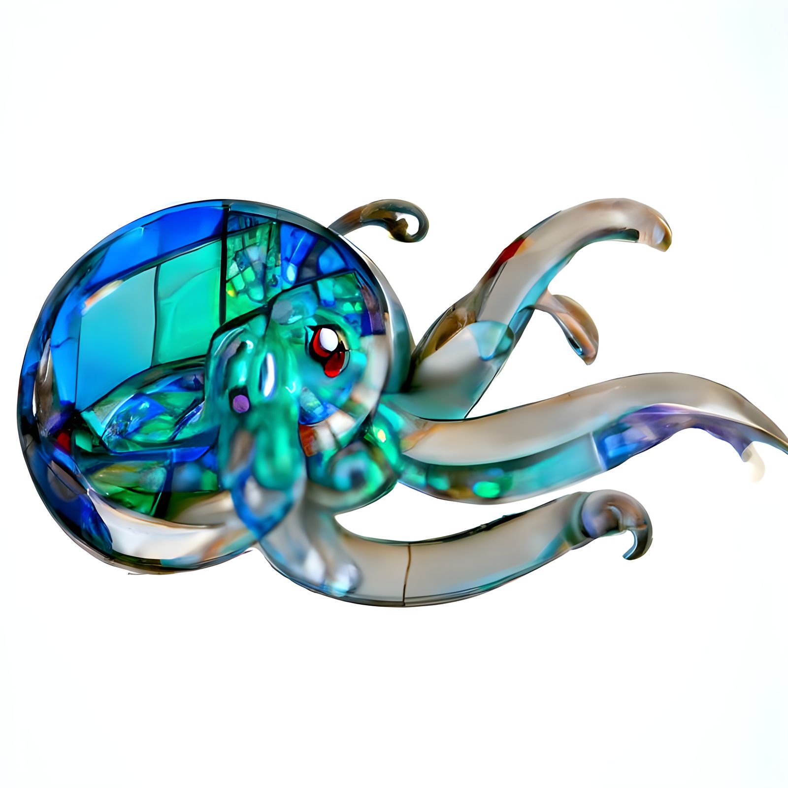 Stained Glass Octopus in Professional Photography Style