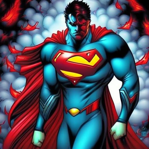 Superman with Red Eyes Comic Book Art