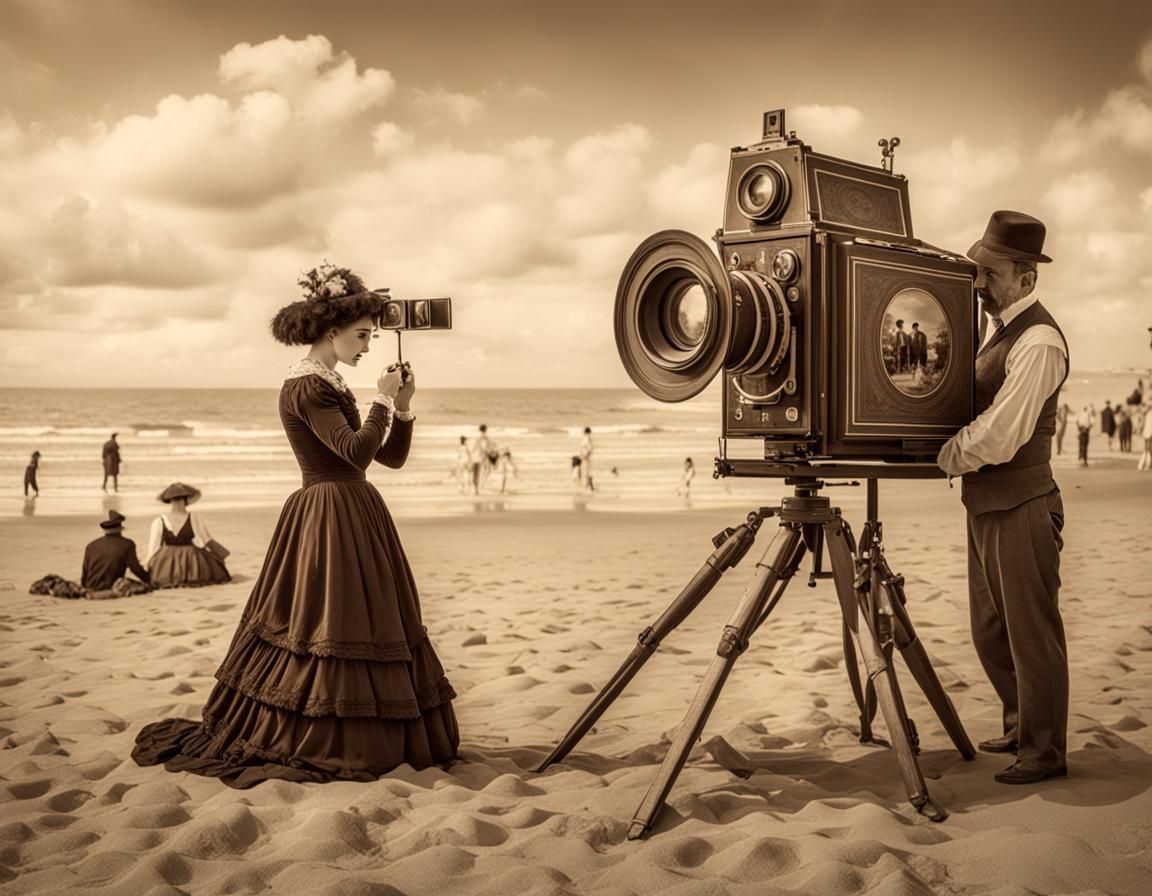 Victorian Photographer Captures Woman at Beach