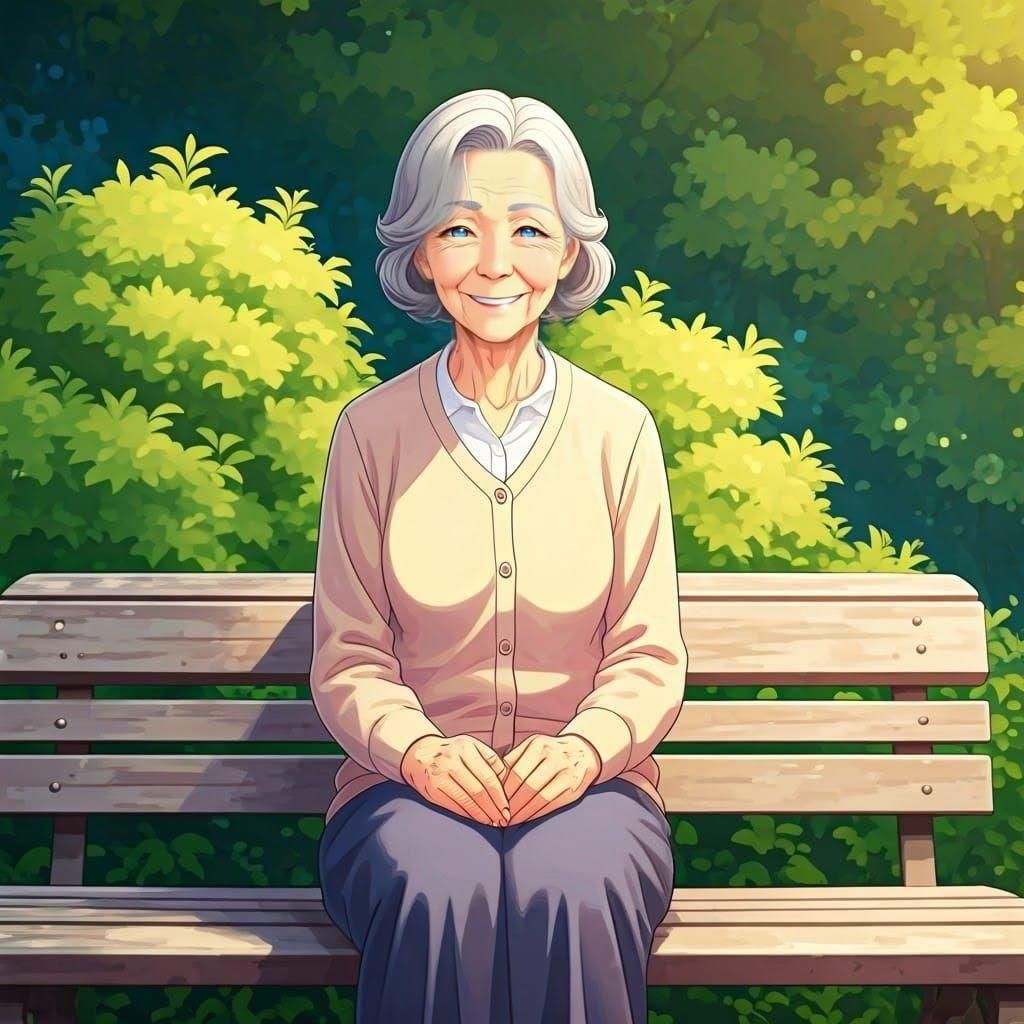 Elderly Woman Finds Peace in a Park