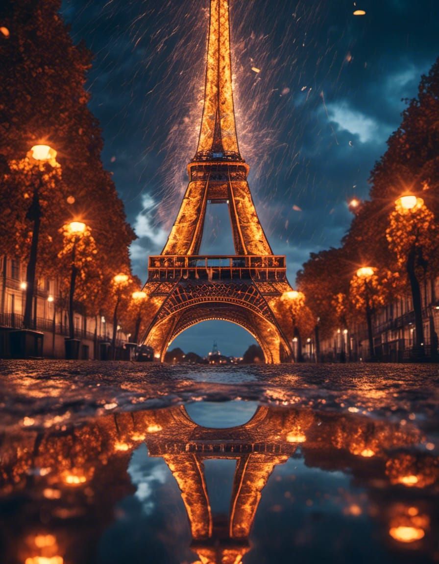 Parisian Streets Ablaze with Glowing Sparks