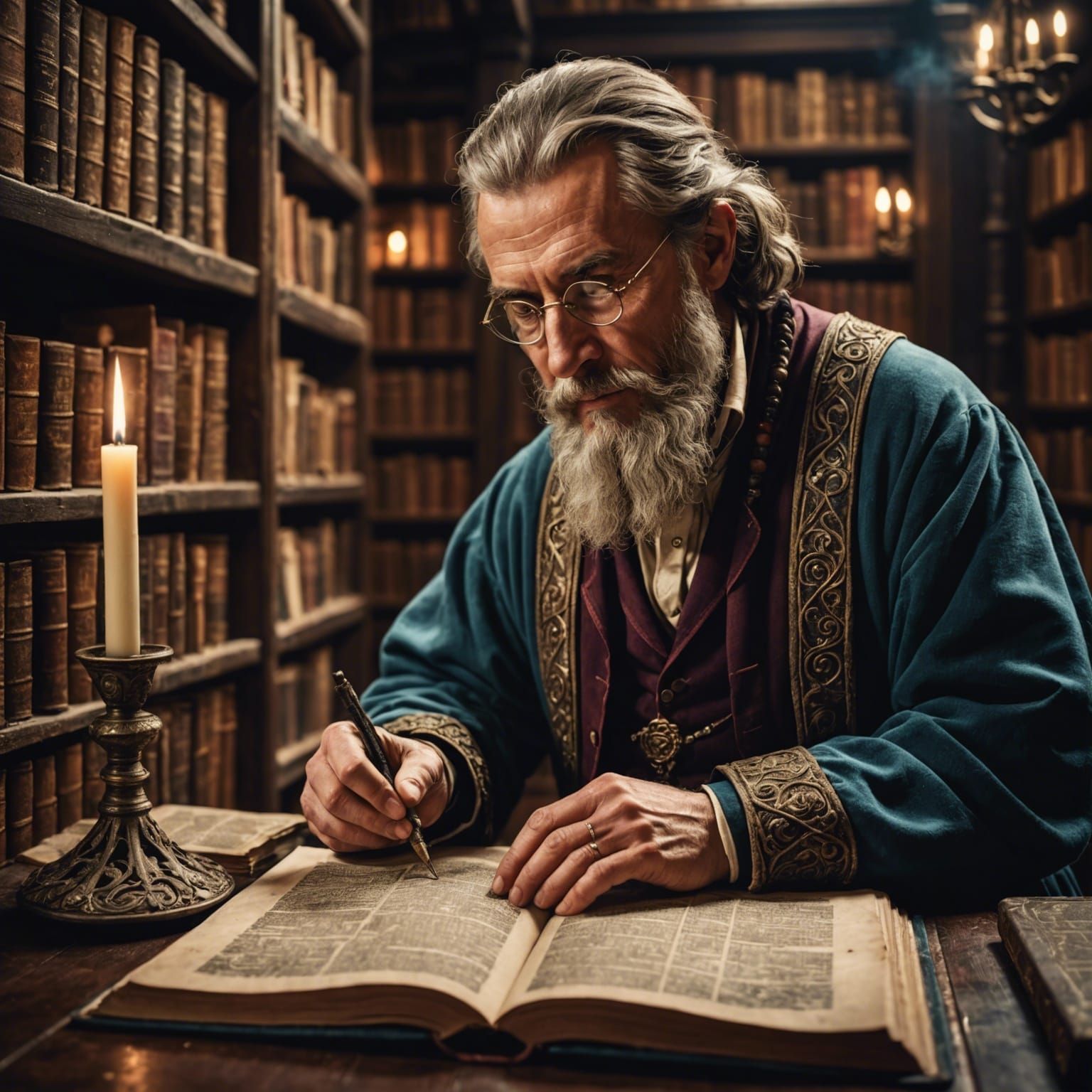 Ancient Alchemist Library: Detailed Close-Up