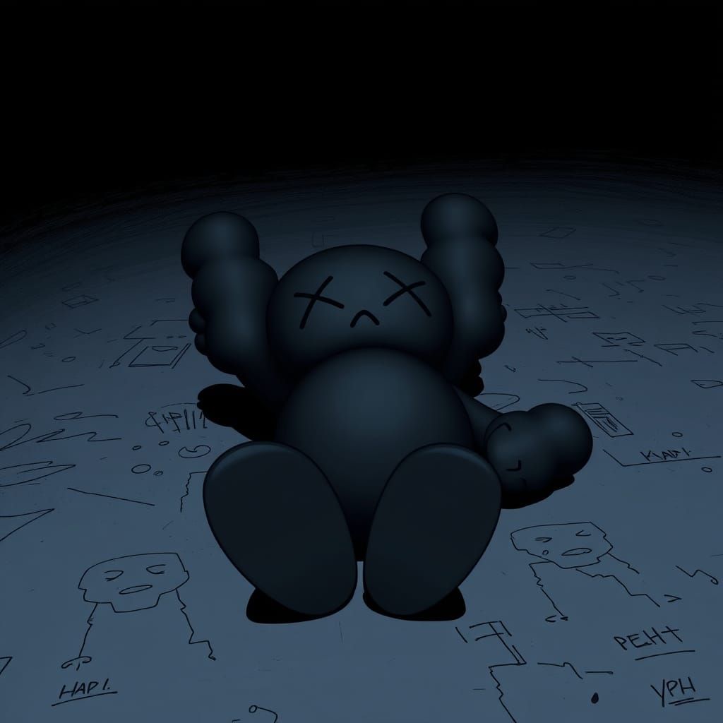 Despairing KAWS Figure in Comic Book Style