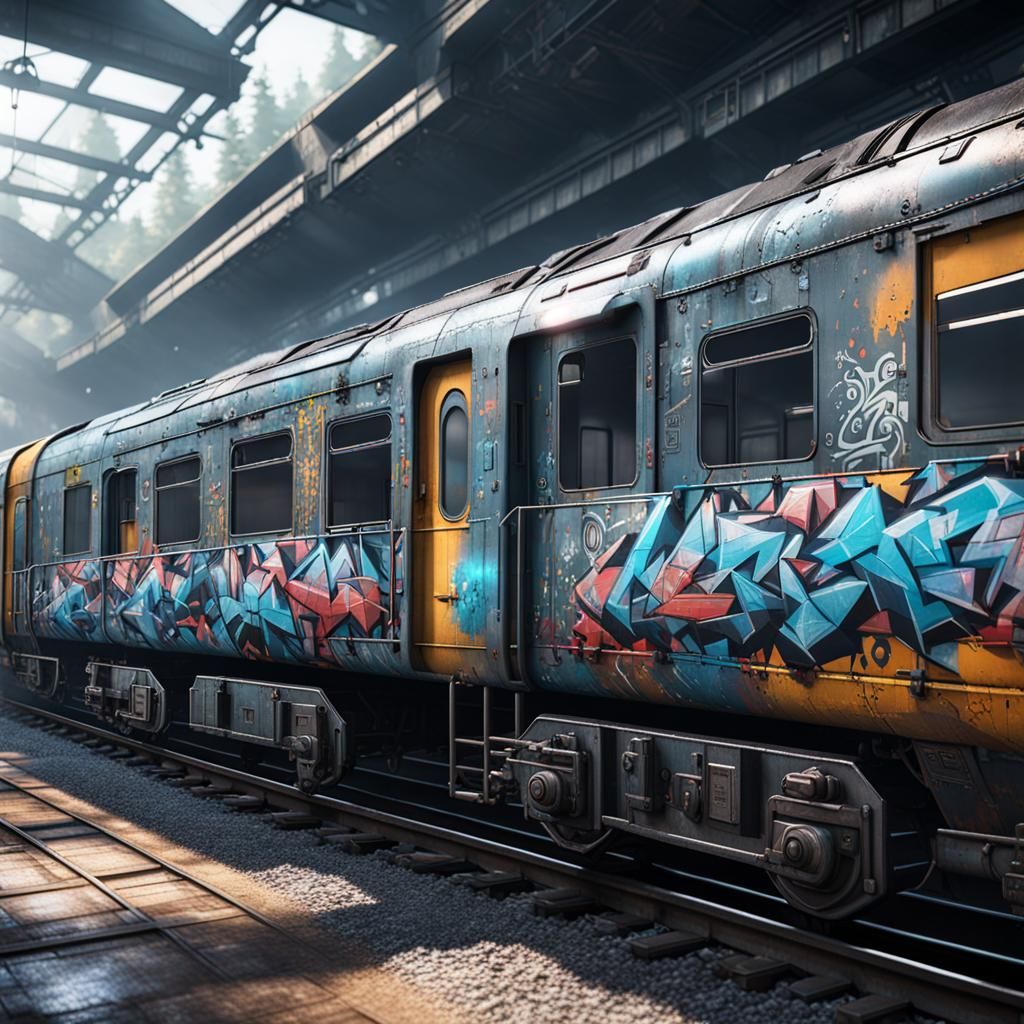 Graffiti Train in 3D Game Cinematic Style