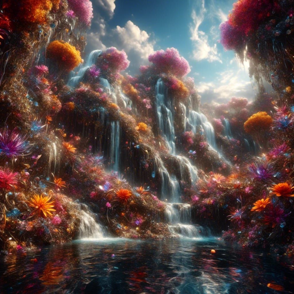 Mesmerizing Cascade of Crystalline Glass Ribbons