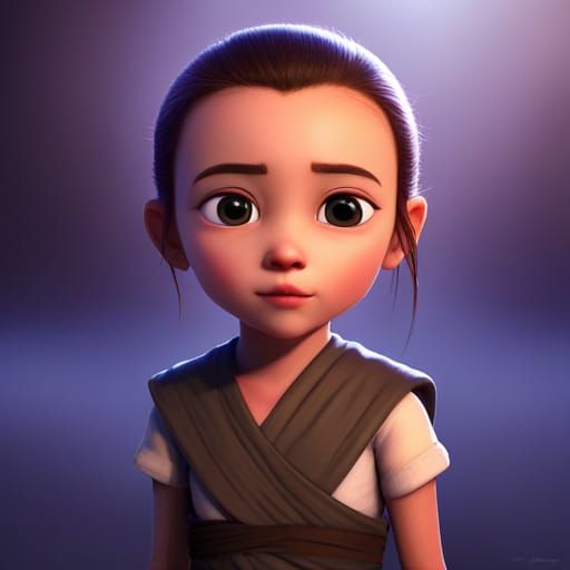 Toddler Rey Skywalker: Pixar-Style 3D Digital Art