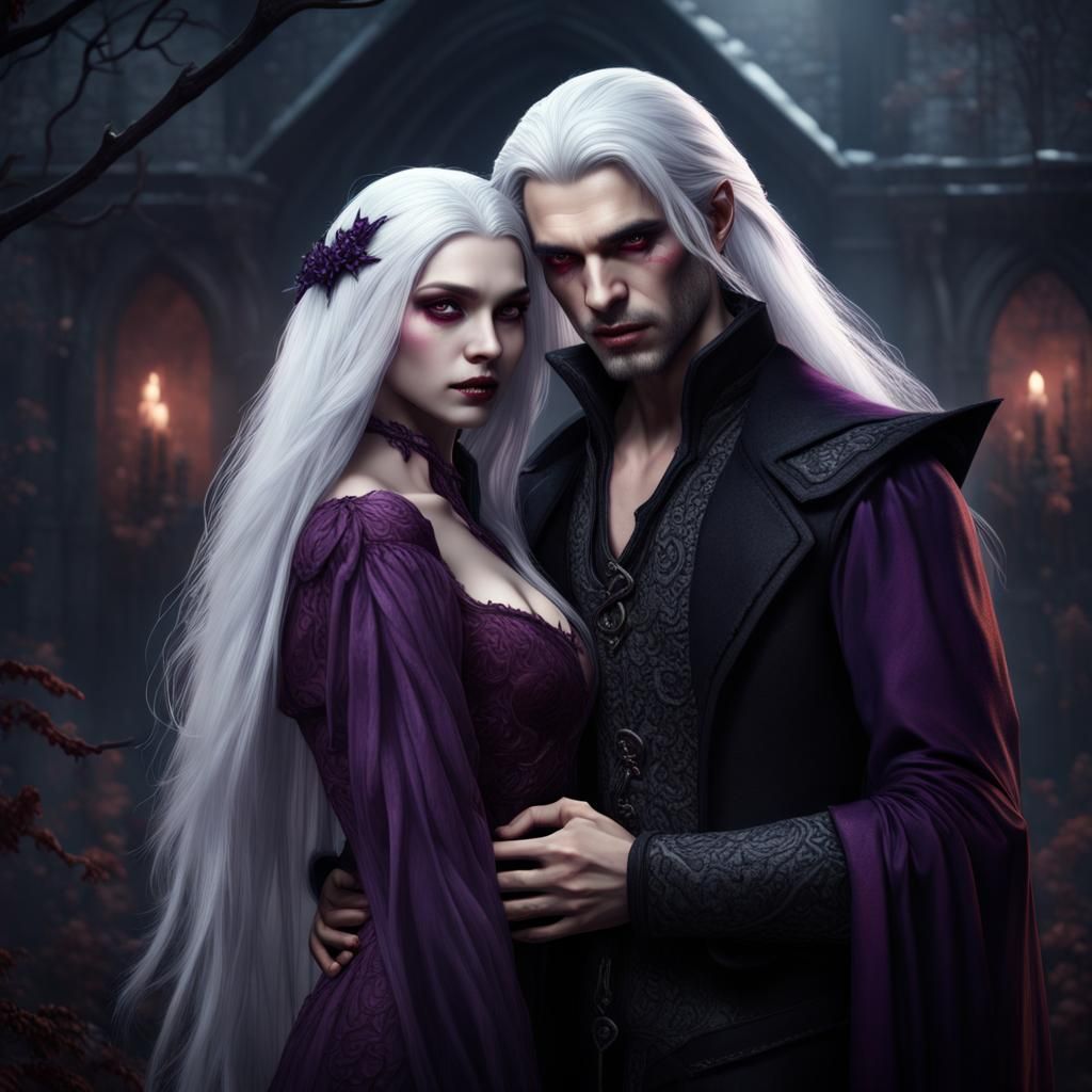Vampire Couple in Detailed Fantasy Art