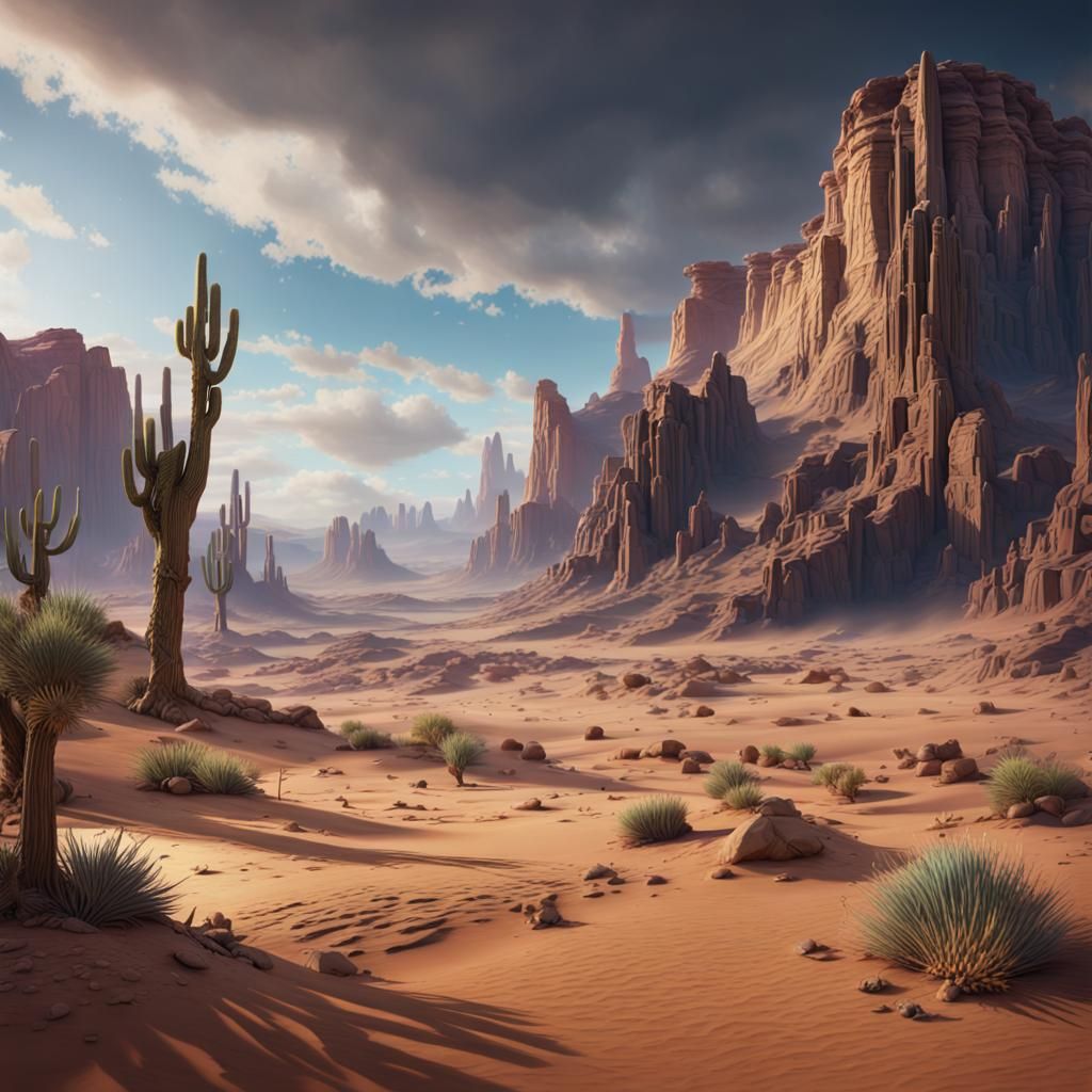 Mesa Desert Fantasy Concept Art in Deep Color