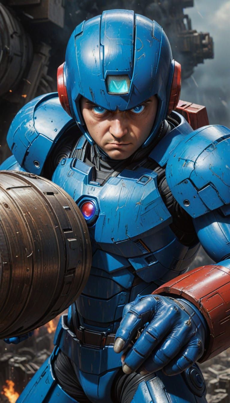 Mega Man Unleashes Fury in Hyper-Realistic Digital Art